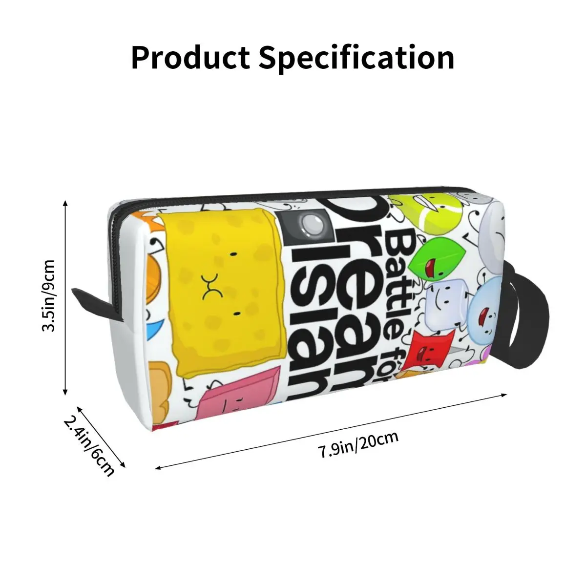 BFDI Poster White Makeup Bag Cosmetic Organizer Storage Dopp Kit Toiletry Cosmetic Bag for Women Beauty Travel Pencil Case