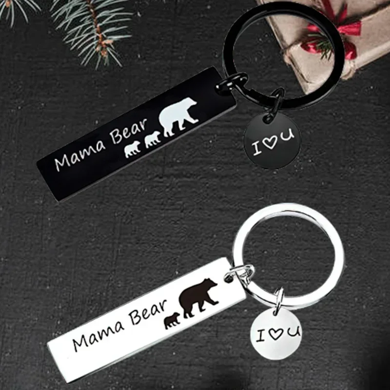 Cute Mama Baby Bear Keychain Pendant Mom Grandma Wife Birthday Gift Key Chain Keyring