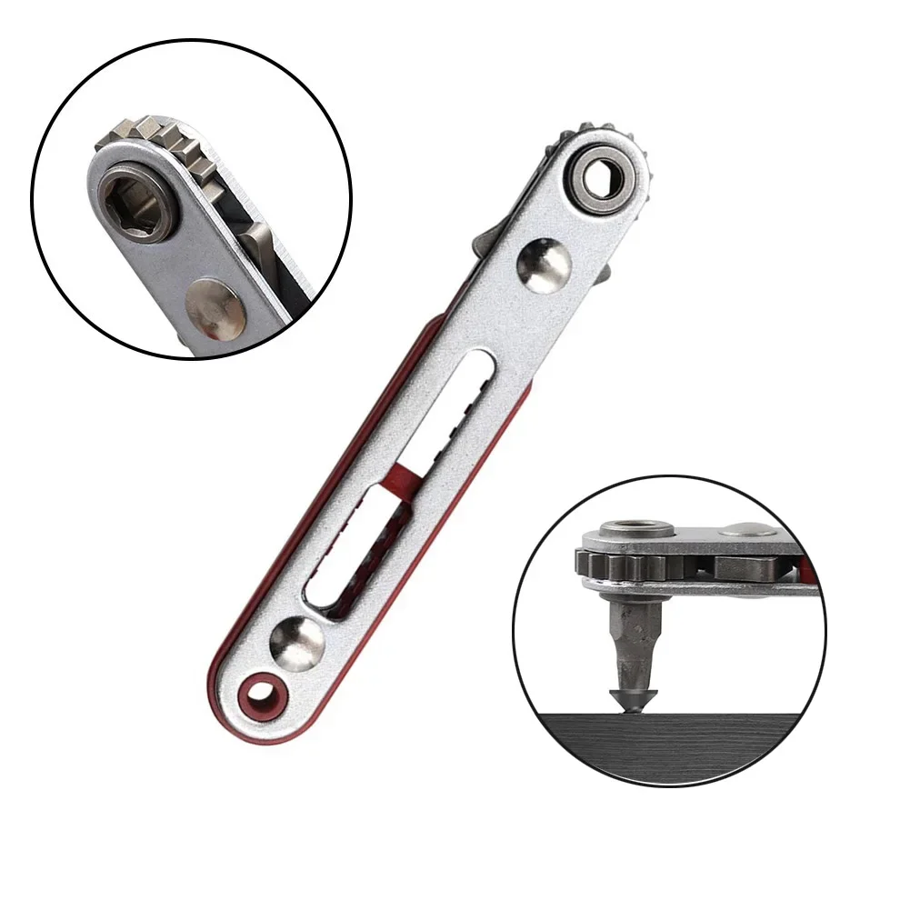 Screwdriver Ratchet Wrench 1/4 Inch 103mm 15 Teeth Bidirectional Control Chrome Vanadium Steel Drill Bits Tool