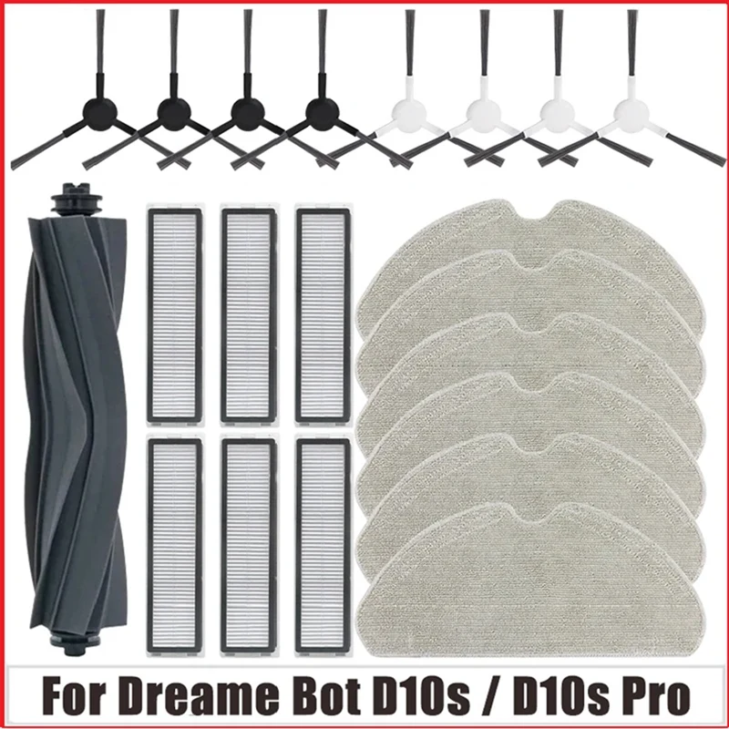 21PCS Accessories Kit For Dreame Bot D10s / D10s Pro Robot Vacuum Cleaner Roller Side Brush Hepa Filter Mop Pad Parts