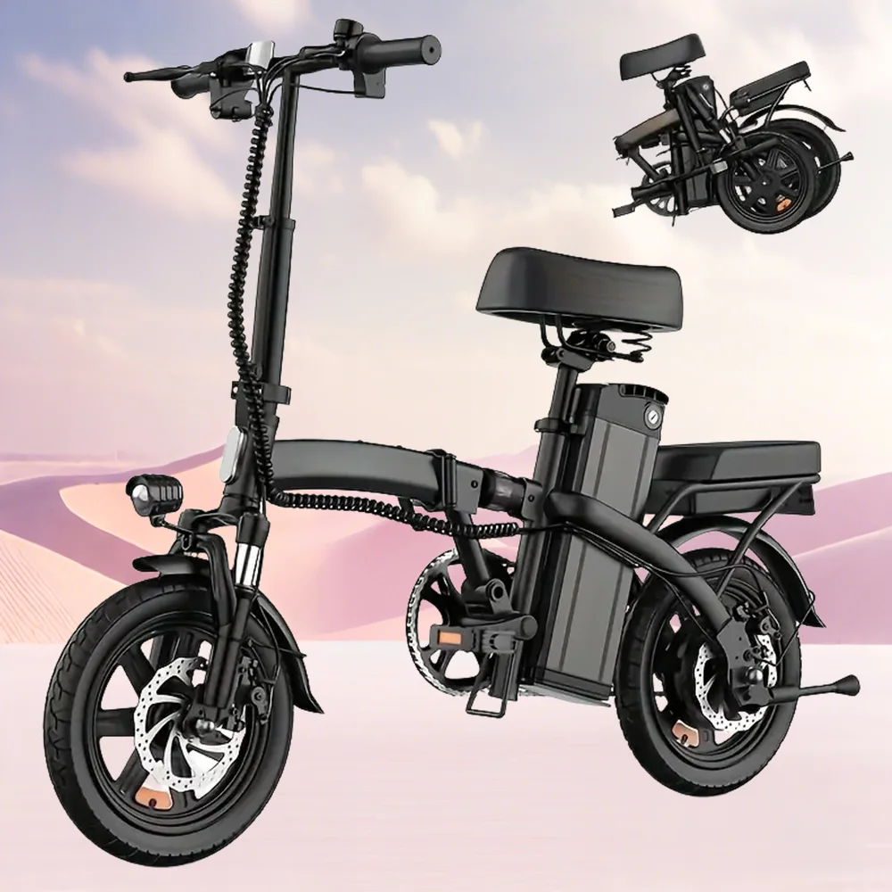 

14-дюймовые складные электрические мотоциклы, электронный велосипед для взрослых, пиковый мотор 500 Вт, электровелосипед, 19,9 миль/5, 20 миль, 48 В, 10,4 Ач, электрический горный велосипед