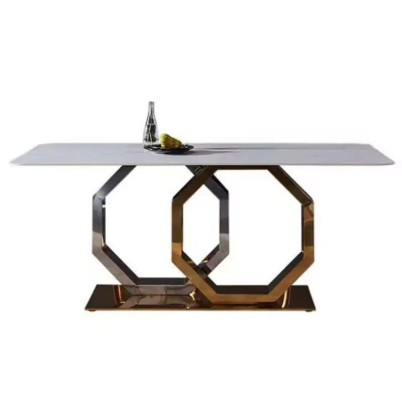 Light luxury bright rock slab dining table, postmodern simple light luxury dining table and chairs, household dining table