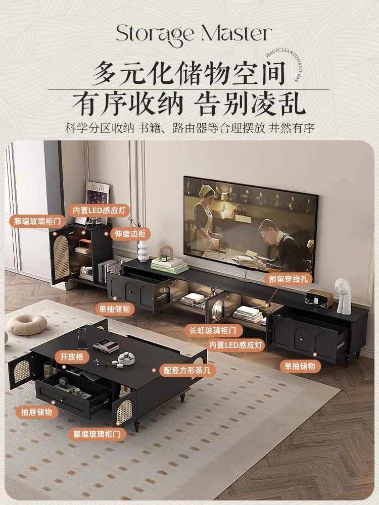 レトロな籐のテレビキャビネット,超薄型,30cm,組み合わせたコーヒーテーブル,小さなアパート,リビングルーム,家の床のロッカー