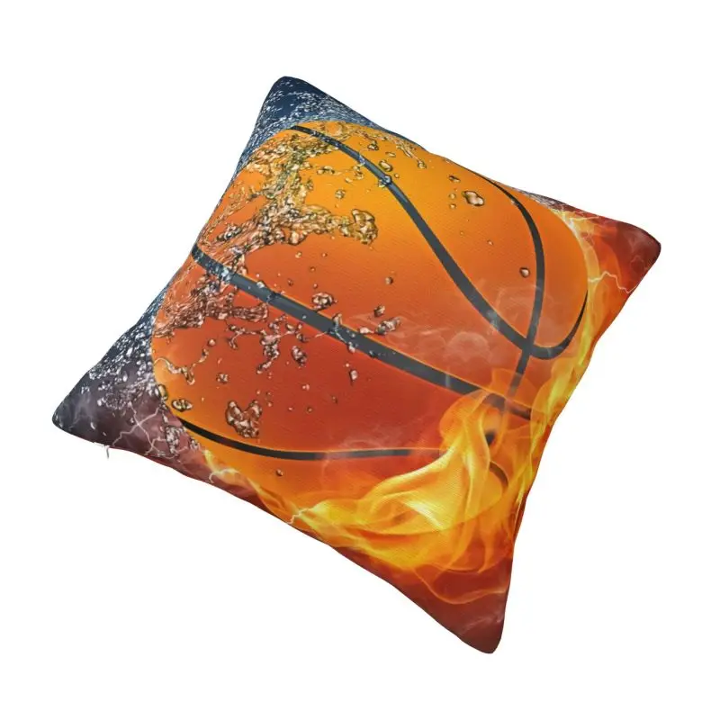 Custom Basketball On Water And Fire Throw Pillow Case Player Sports Lover Gift Modern Cushion Cover Velvet Pillowcase