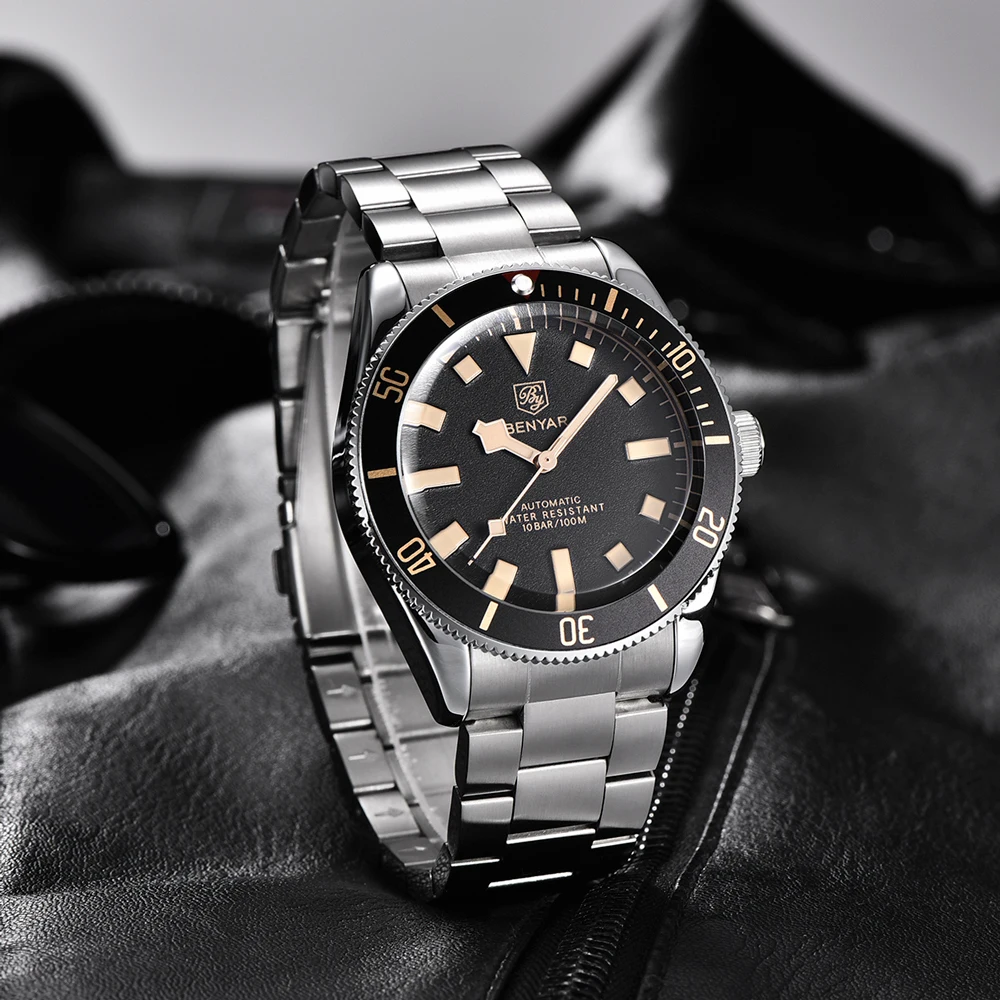 2025 New BENYAR Automatic Watches Men's watch Luxury Mechanical Wristwatch Top Stainless Steel Waterproof Sports Clock Man Gifts