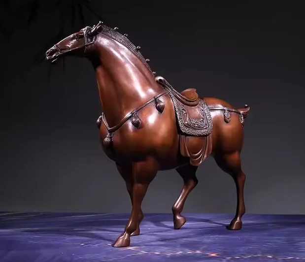 Tang Dynasty-style War Horse: Success At First Try Zodiac Animal Bronze Artifact Tang Horse Decorative Gift Craft