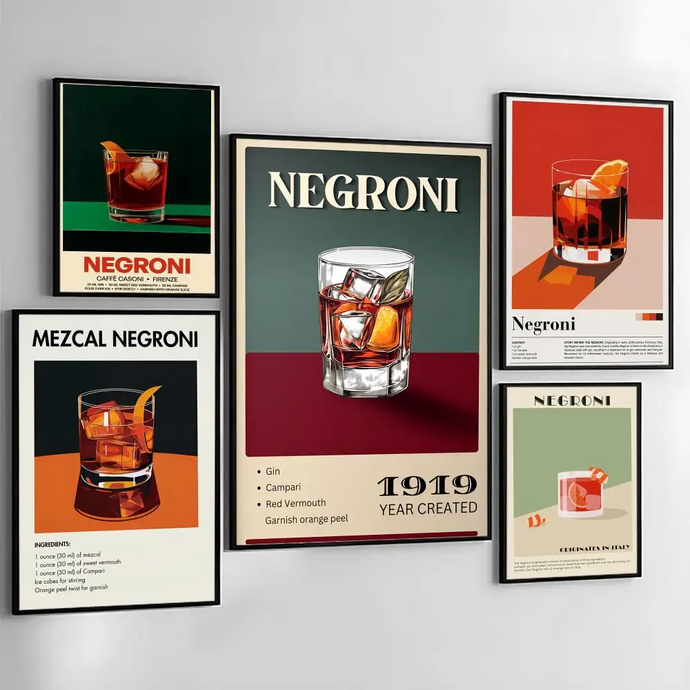 Vintage Negroni Design HD Linen Canvas Poster Wall Art Prints for Living Room Bedroom Office Home Decoration Gift