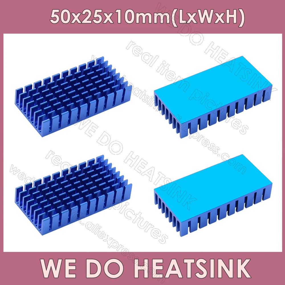 

WE DO HEATSINK 50x25x10mm Without or With Thermal Pad Blue Aluminum Cooling Fin Heat Sink for PCB Device LM2596 2577 2587