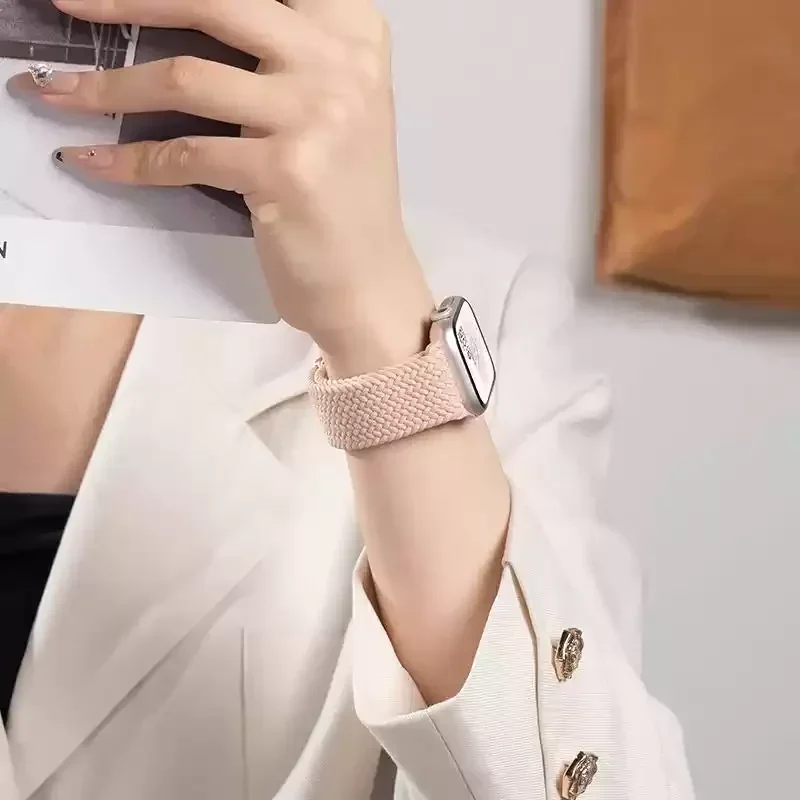 Плетеный нейлоновый ремешок для Apple Watch Band Ultra 2 49 мм 44 мм 45 мм 42 мм 46 мм 40 мм 41 мм Браслет iWatch Series 10 9 8 7 6 3 SE2 Band