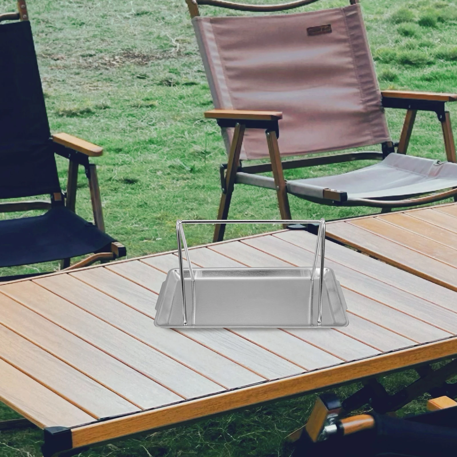 

Hanging Pork Rack Stainless Steel Food Tray Barbecue Serving Dish Fried Chicken Snack Plate MultiUse Grilled Food Container
