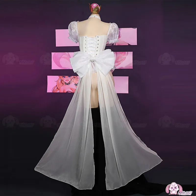 2026 Boosette Cosplay Costume White Corset Wedding Style Dress with Crown & Gloves, Women Anime Cosplay for Halloween & Comic view 4
