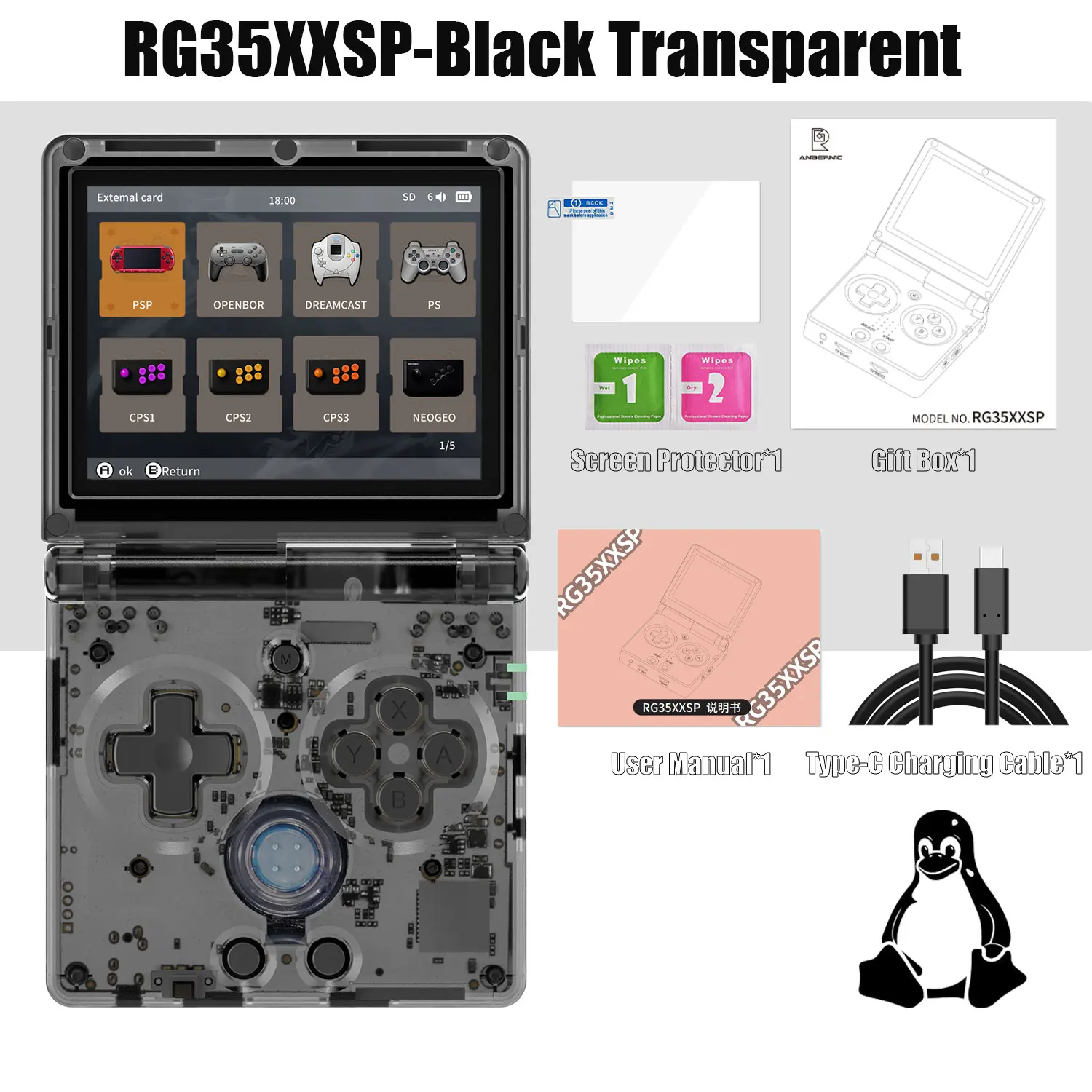 ANBERNIC RG35XXSP FILP 3.5" Retro Handheld 64GB image