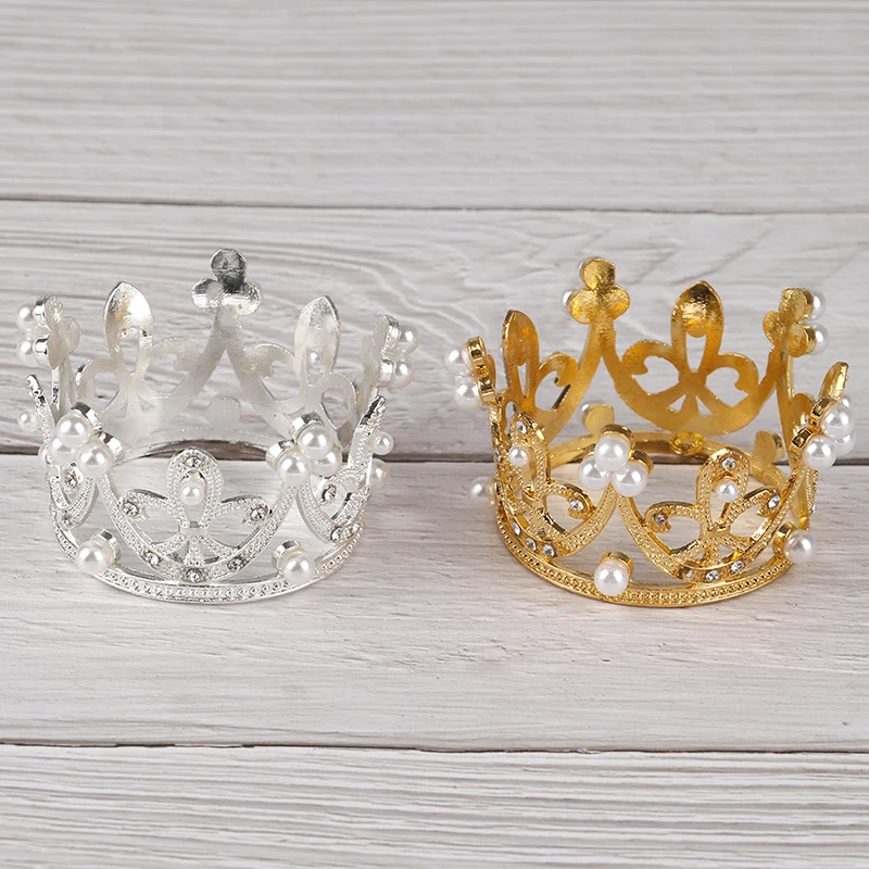 

Elegant Gold Silver Color Mini Gold Crown Princess Topper Crystal Pearl Tiara Hair Valentine's Day Gift crown