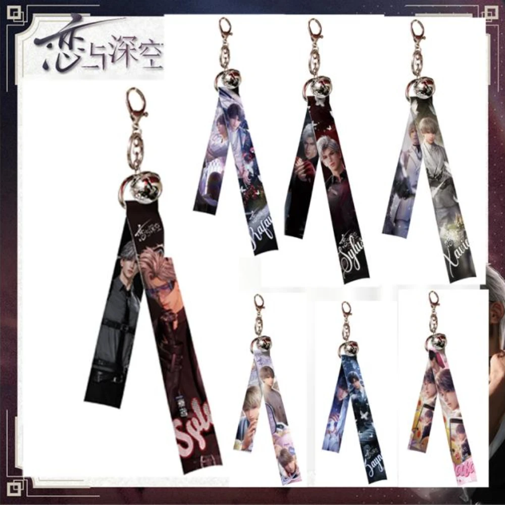 Love and Deep Space Ribbon Hanging Keychain Game Character Xavier Zayne Rafayel Sylus Peripheral Pendant Decoration Fans Gifts