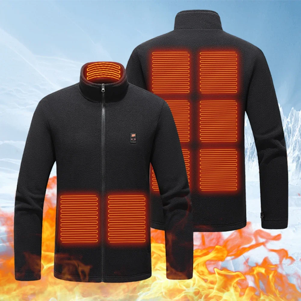 Veste chauffante à 9 zones chauffantes, manteau chauffant à fermeture éclair avec chargeur USB, vestes chauffantes imperméables, manteau à 3 vitesses de température pour la randonnée et le ski