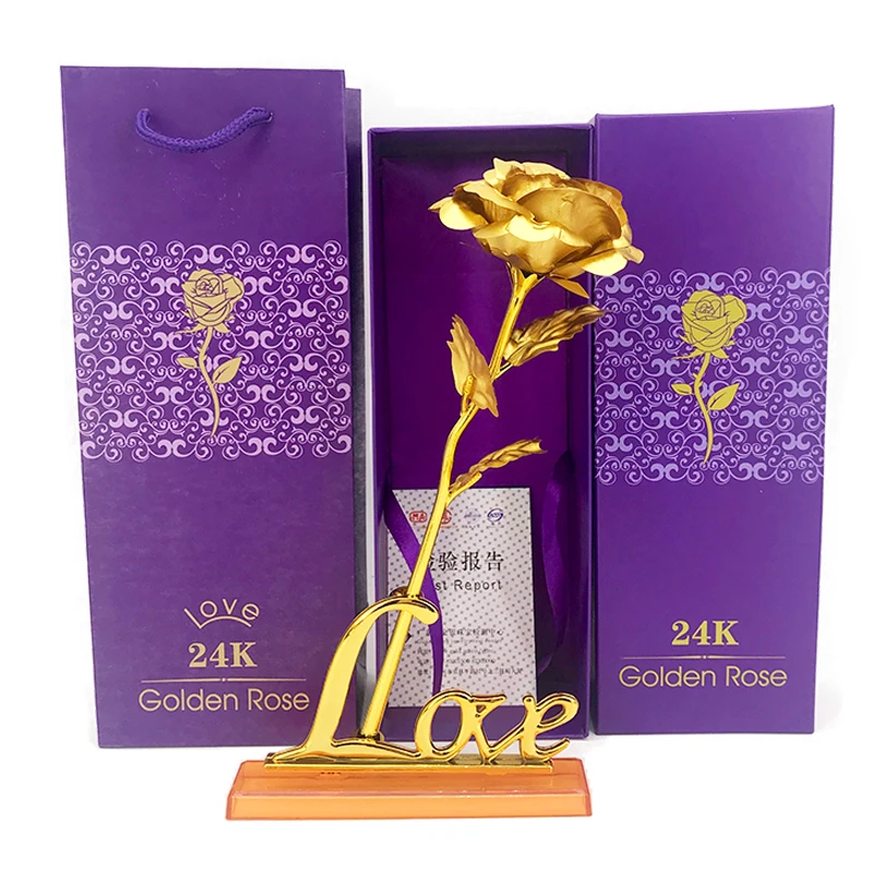 Single Gold-Foil Roses Opening Promotion Qixi Teacher's Day Birthday Gift Golden Leaf Creative Activity Small Gift