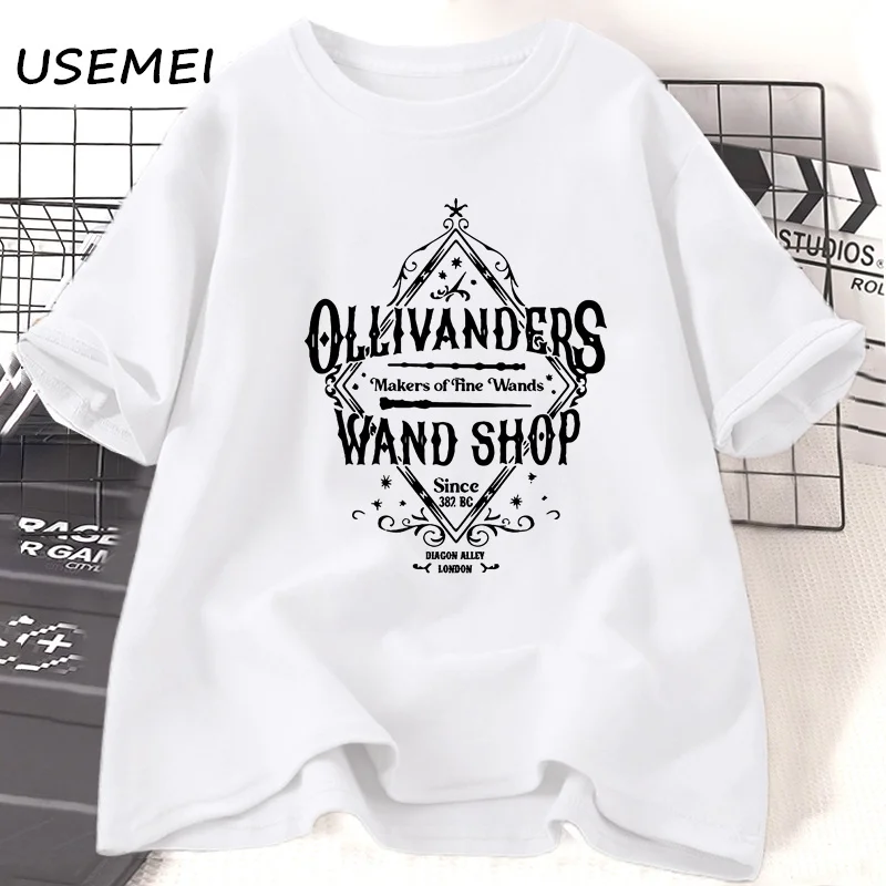 Ollivander Zauberstab Shop T-Shirts für Frauen Sommer Baumwolle T-Shirts lässig Kurzarm Grafik druck T-Shirt ästhetische Kleidung T-Shirt