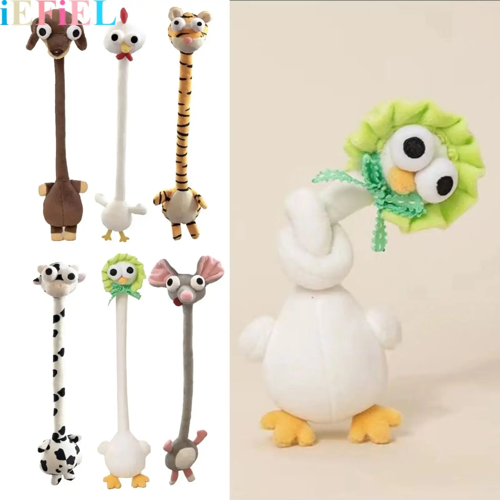 

Long Neck Animal Plush Backpack Pendant Stuffed Doll Keychain Bag Charms Safety Belt Cute Decor Festival Birthday Gift