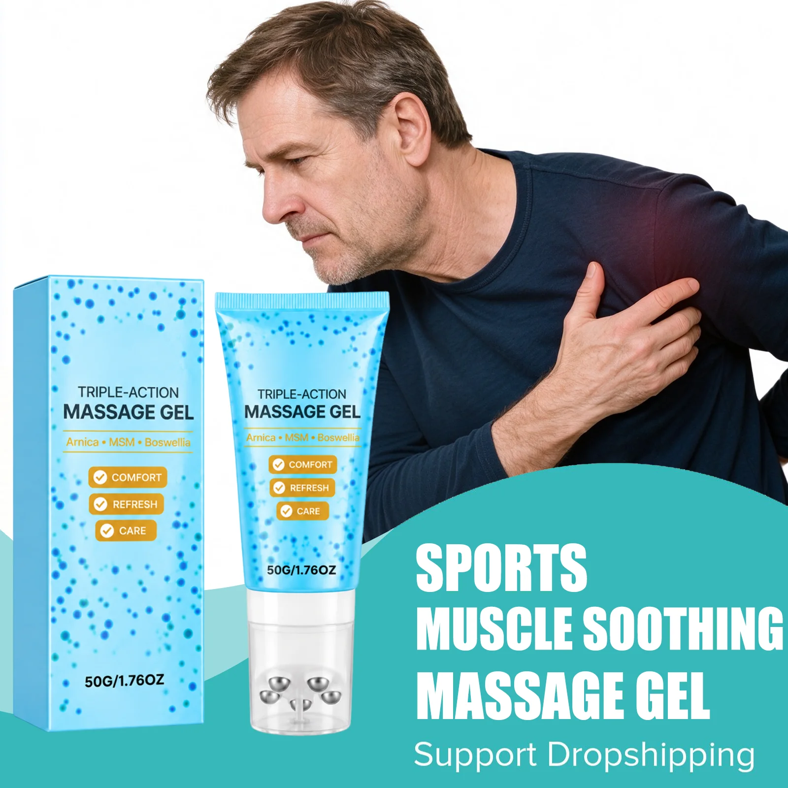 Sports Muscle Soothing Massage Gel Refreshing Skin Easy To Absorbsuitable For Workout Post‑Exercise Office Long Sitting Leg Care