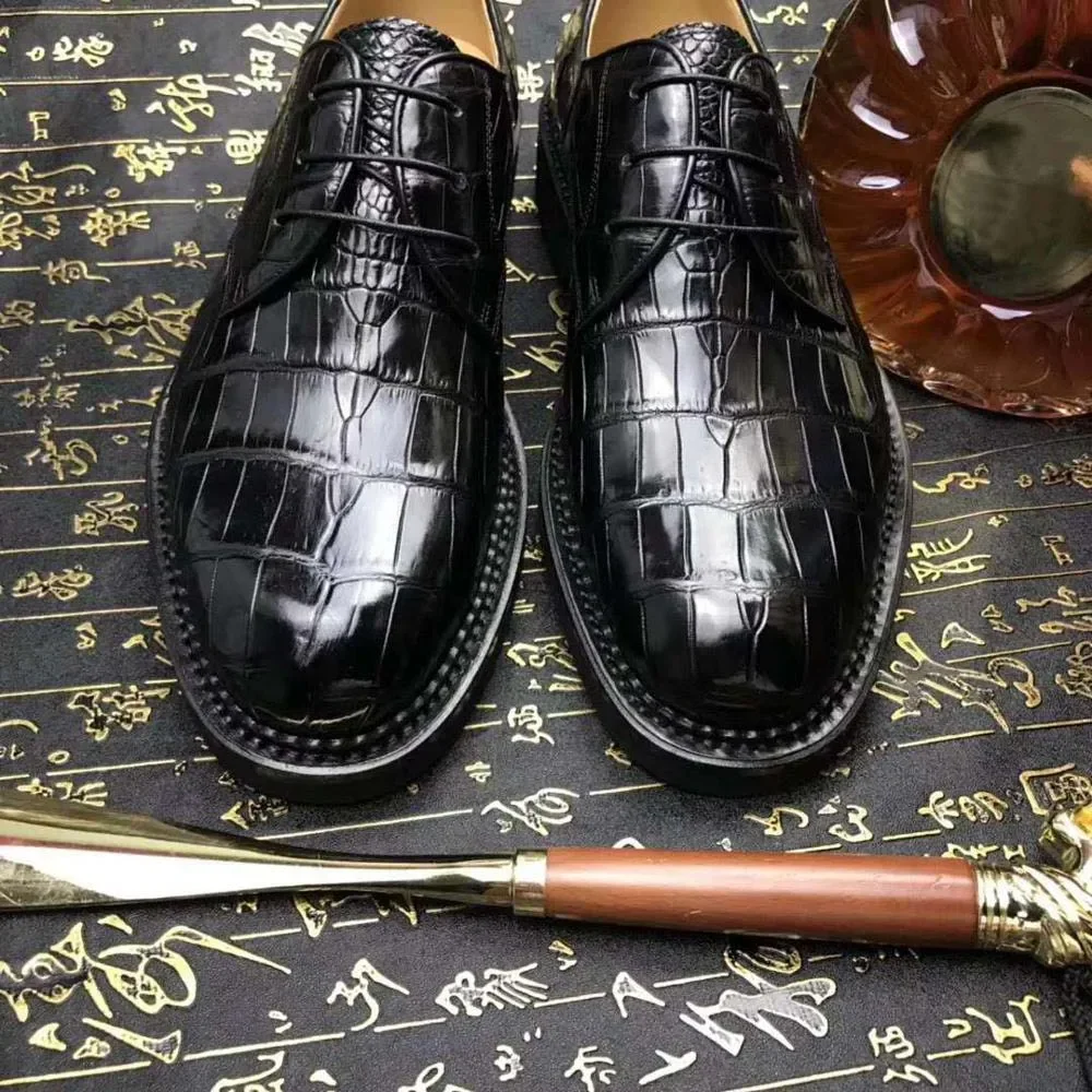 chue  men dress shoes  formal shoes crocodile leather male  crocodile shoes wedding