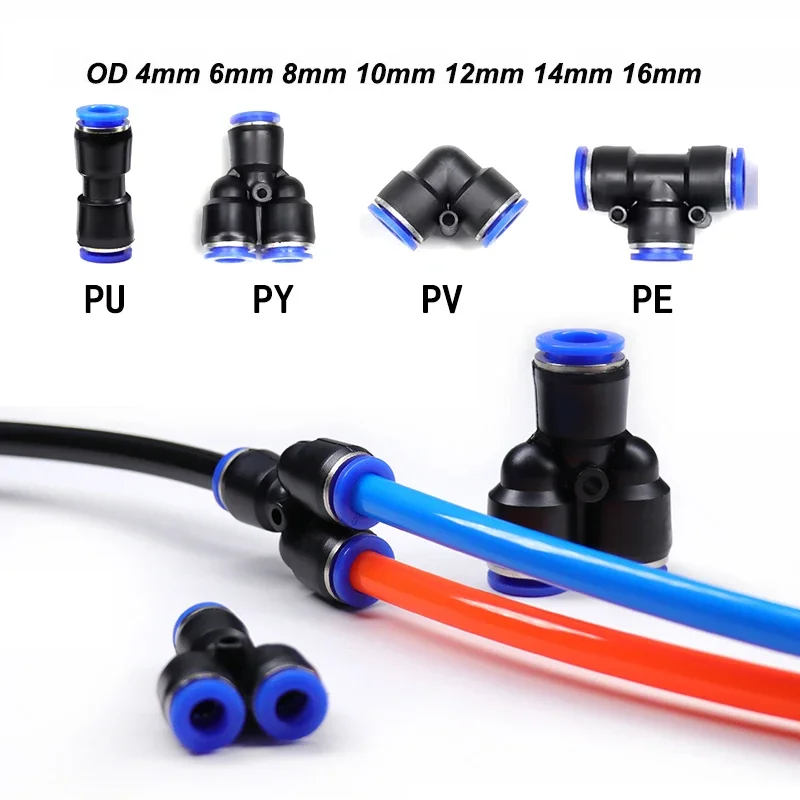 5 10 pcs pneumatic quick release couplings for air water lines compatible with PU PV PE PY tubing sizes 4 6 8 10 12 16 mm plasti
