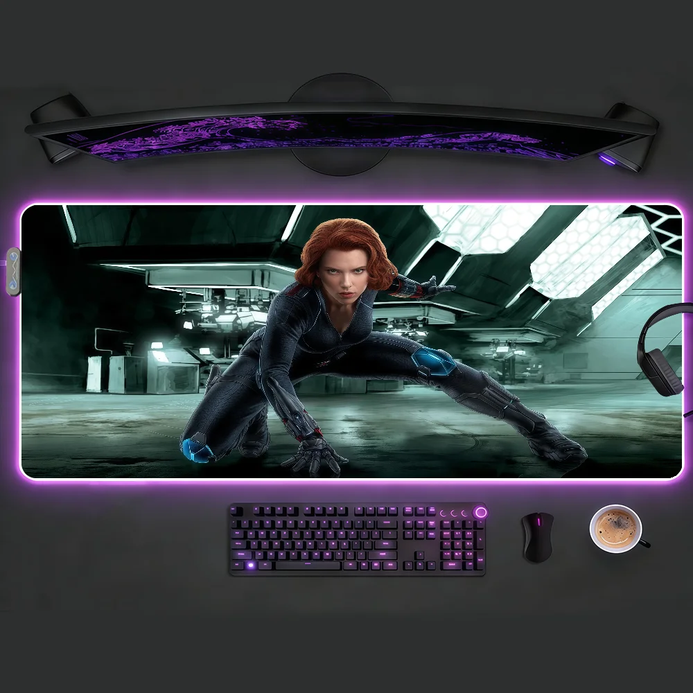 

Коврик для мыши Movie B-Black W-Widow с RGB LED подсветкой, нескользящий, резиновый, для игр, большой XXL, для компьютера и офиса, для клавиатуры