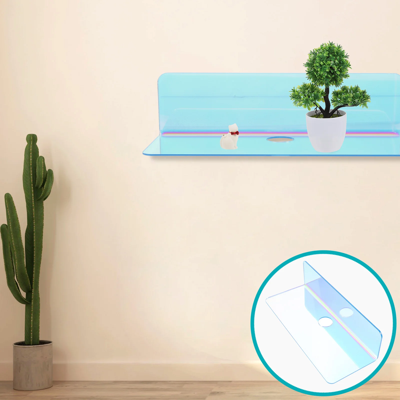 

Small Shelf Wall-mounted Storage Rack Multifunctional Deep Floating Shelves Acrylic Iridescent