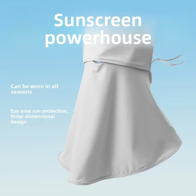 Women's Summer Ice Silk Full Face Mask UV Protection Cool Breathable Thin Neck Cover Sunshade Outdoor Face And Neck Protection