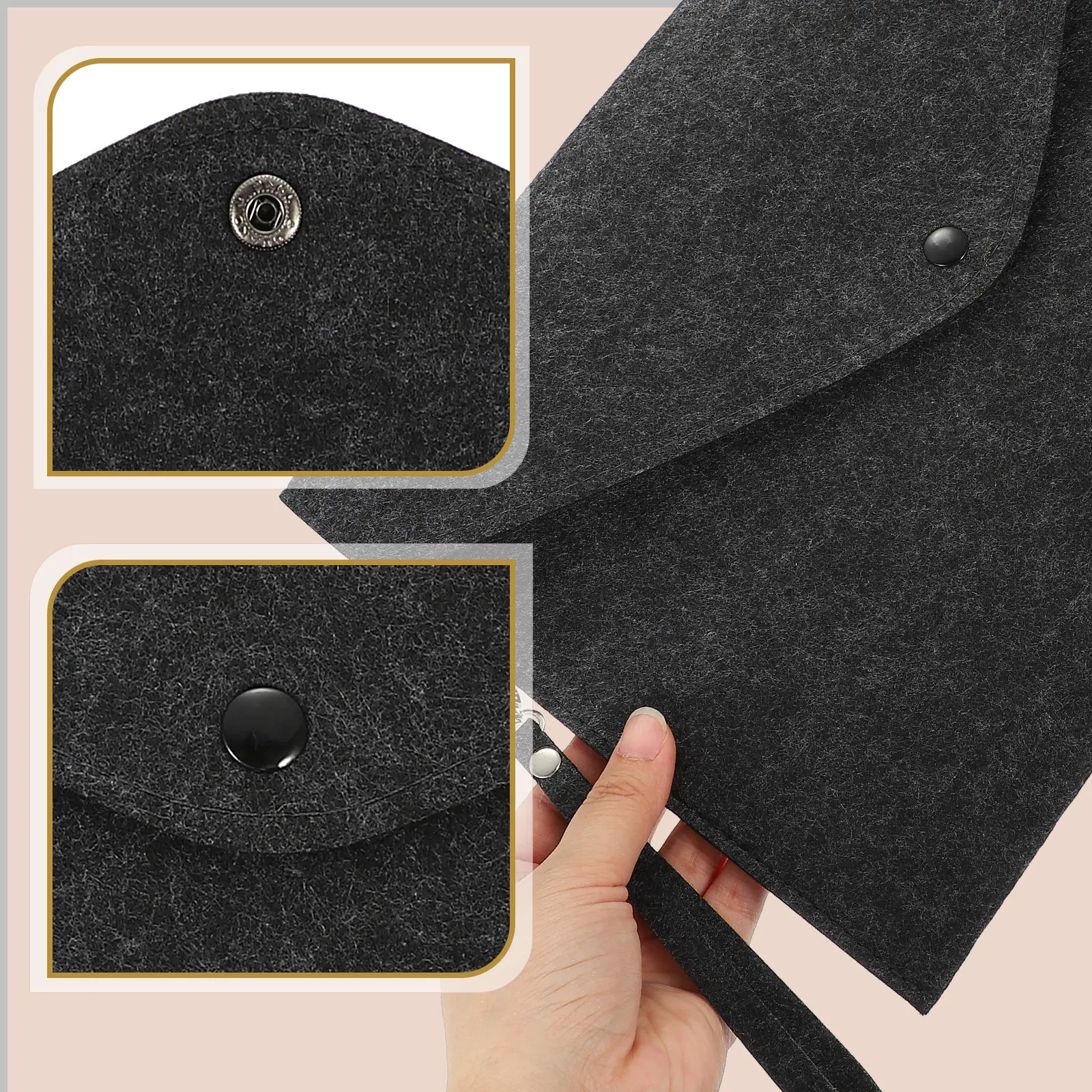 High Class Felt File Bag A4 Size Document Holder Portable Envelope Folder Strong Clasp Design Business Card Pocket Office File