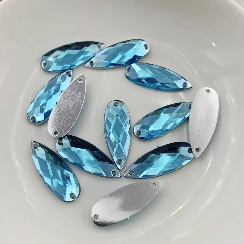 40pcs Teardrop Shape Sew On Rhinestones With 2 Holes Flatback Acryl Crystals Stones DIY Drop Handcraft Wedding decoration -B04