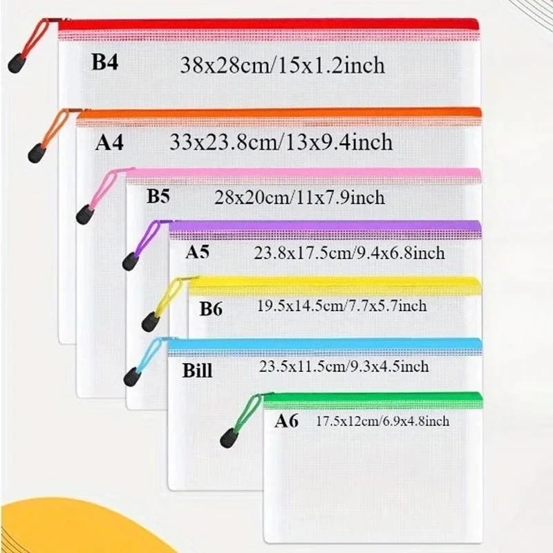 B5/A4/A5/A6 Mesh Zipper Pouch Document Bag Waterproof Zip File Folders Pencil Case Storage Bags School Office Supplies view 4