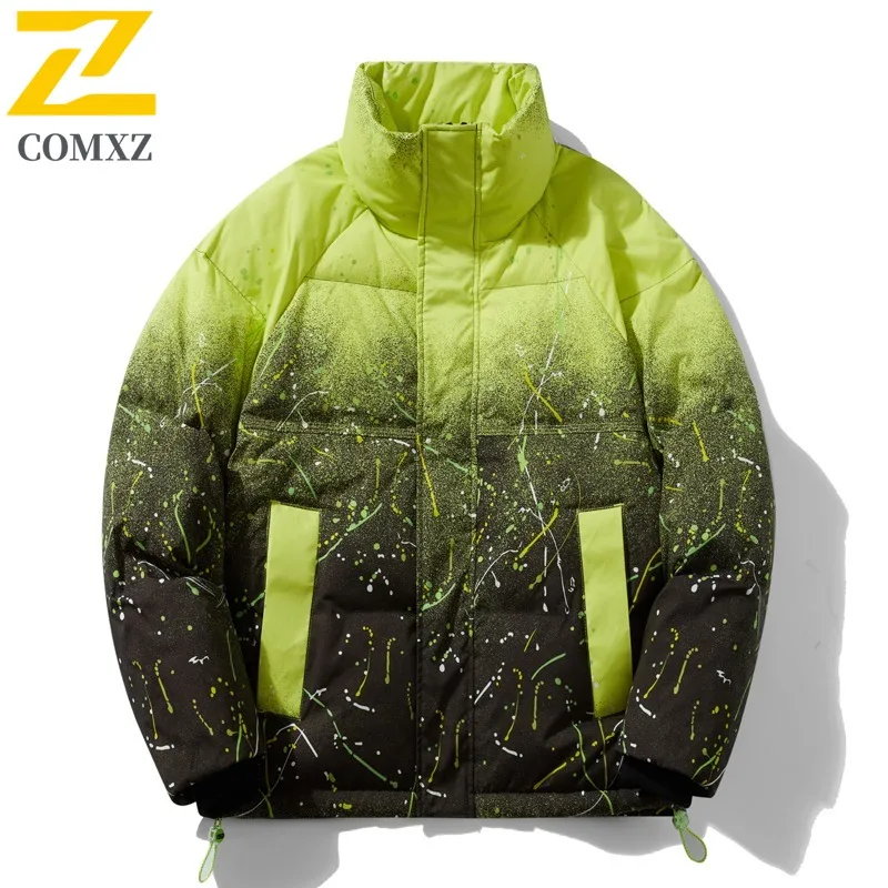 COMXZ Padded Jacket Gradient Thick Warm Travel Cotton Padded Jacket Street High-Quality White Duck Down Jacket Men's Clothing