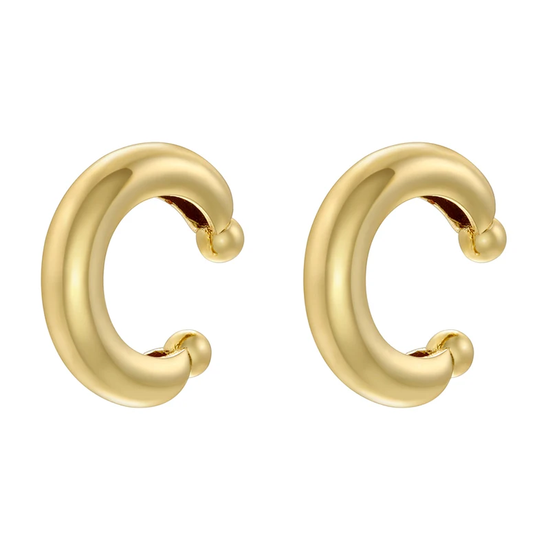 ZHUKOU 4 styles Gold color Glossy Ear cuffs C shape twisted ear clips Brass gold plated Color retention Jewelry wholesale VE1152