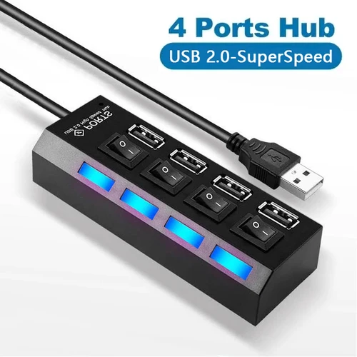 USB 2.0 허브 2.0 멀티 USB 분배기 허브, 전원 어댑터 사용, 4 포트 다중 확장기, 스위치 USB 케이블 확장기 