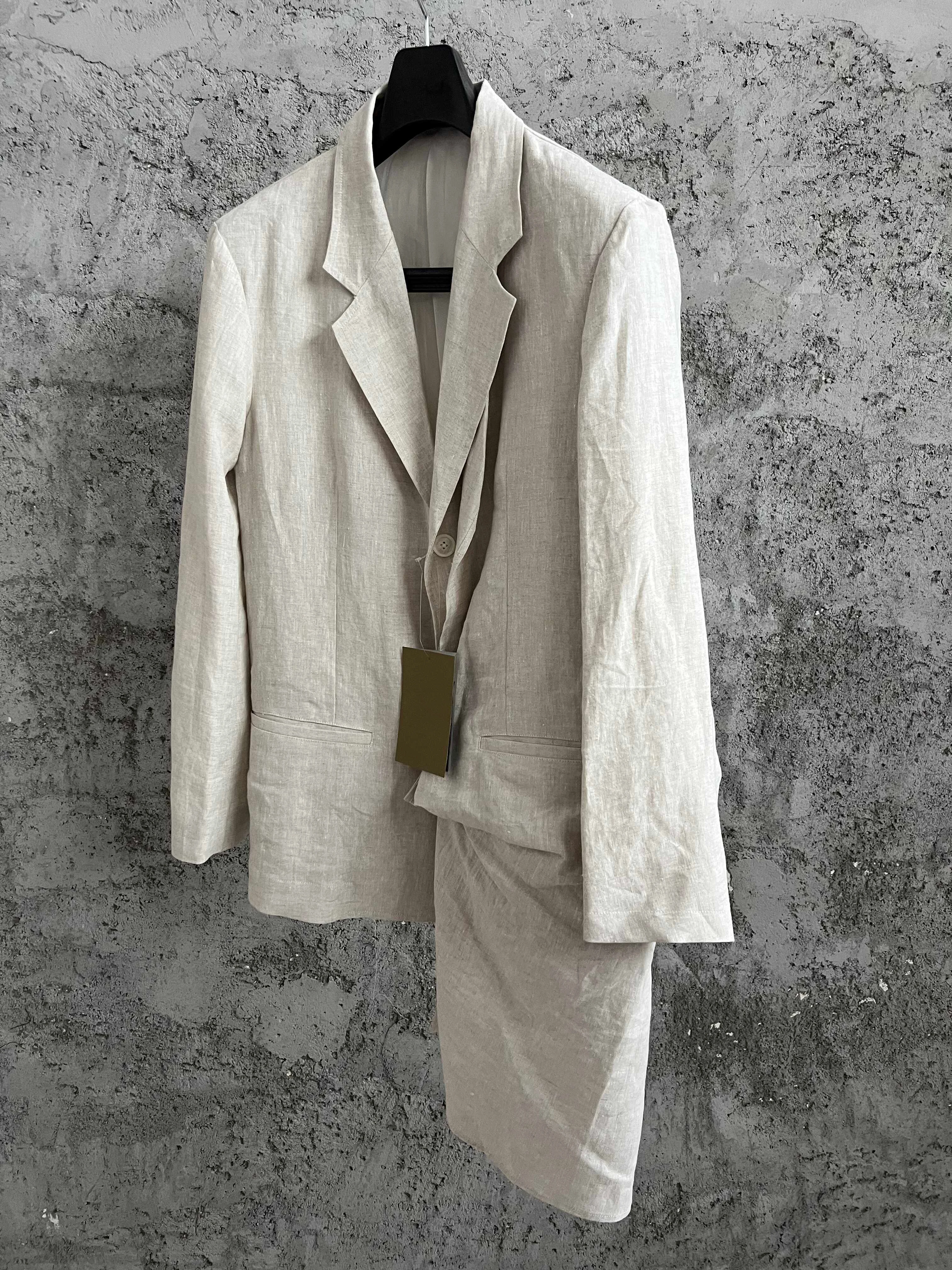 

TOP-YAMAMOTO original Design jacket with a sense of design, irregular front opening, long double-collar suit jacket for men