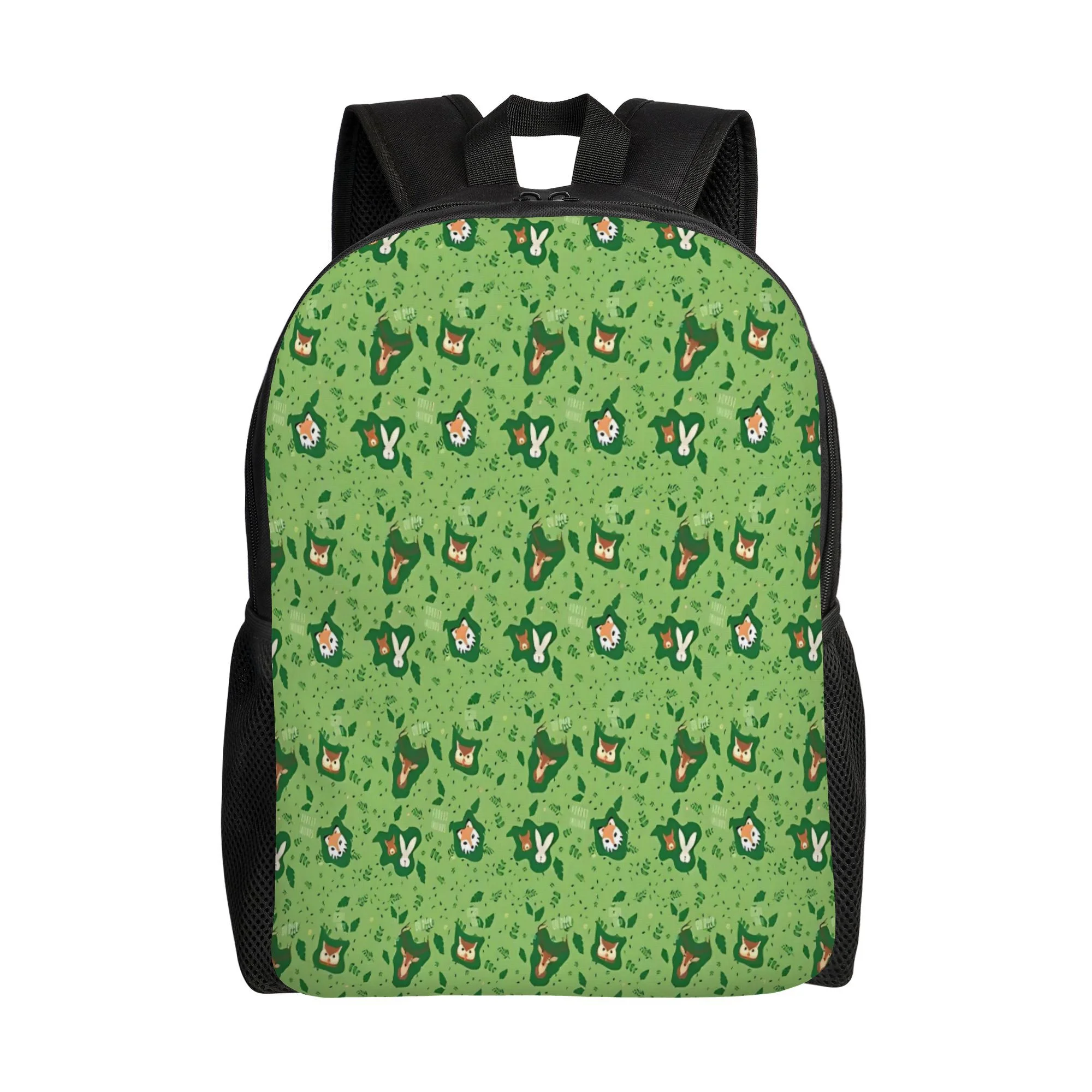 

Foret Friendly Green Backpack - Cute Cactus Design, Green & Black, Unisex School Backpack with Adjustable Thickened Strap