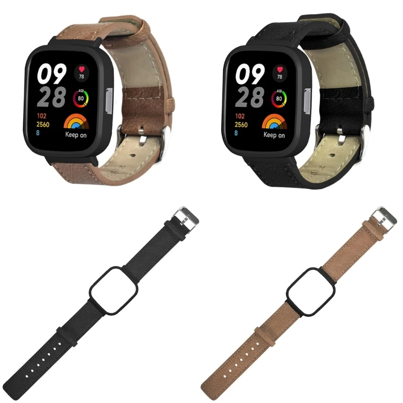 Leermateriaal 2 in 1 horlogeband + horlogekast voor Redmi Watch 3 horlogeband