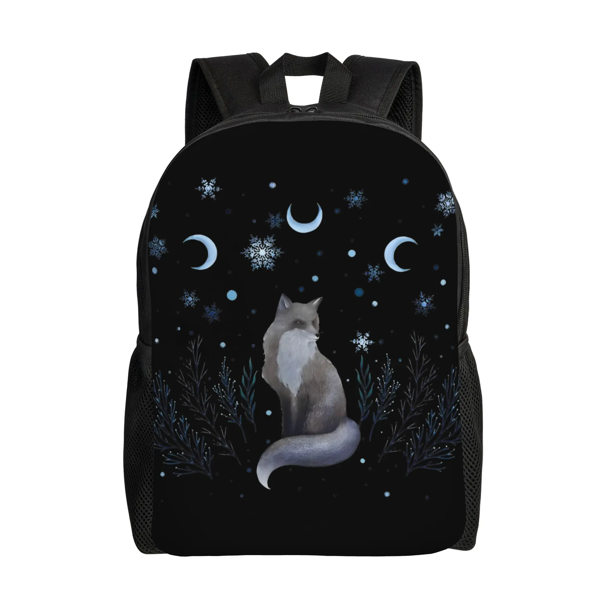 

Рюкзак Moonlit Garden Winter Fox для мужчин и женщин, модный, для старшей школы, работы, повседневный, в стиле бохо, с цветочным принтом, для ноутбука, холщовый, для активного отдыха