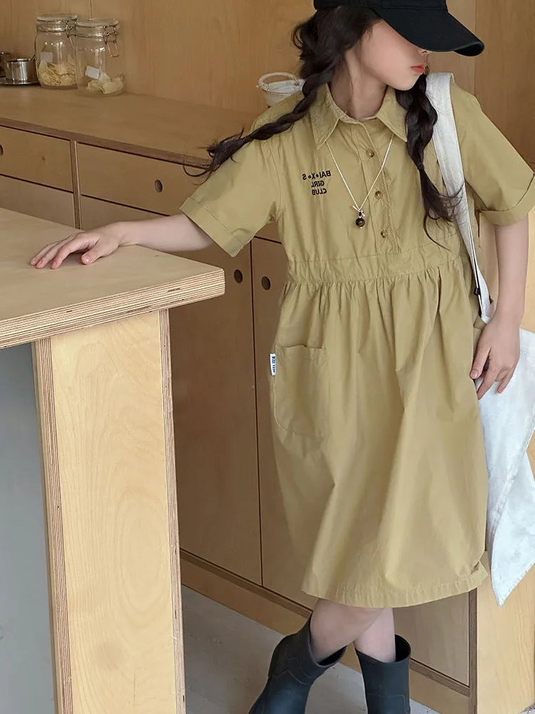 Zomerjurk voor meisjes Nieuwe collectie College StylePOLOSkorte mouw lange jurk3-8Groothandel voor jonge kinderen