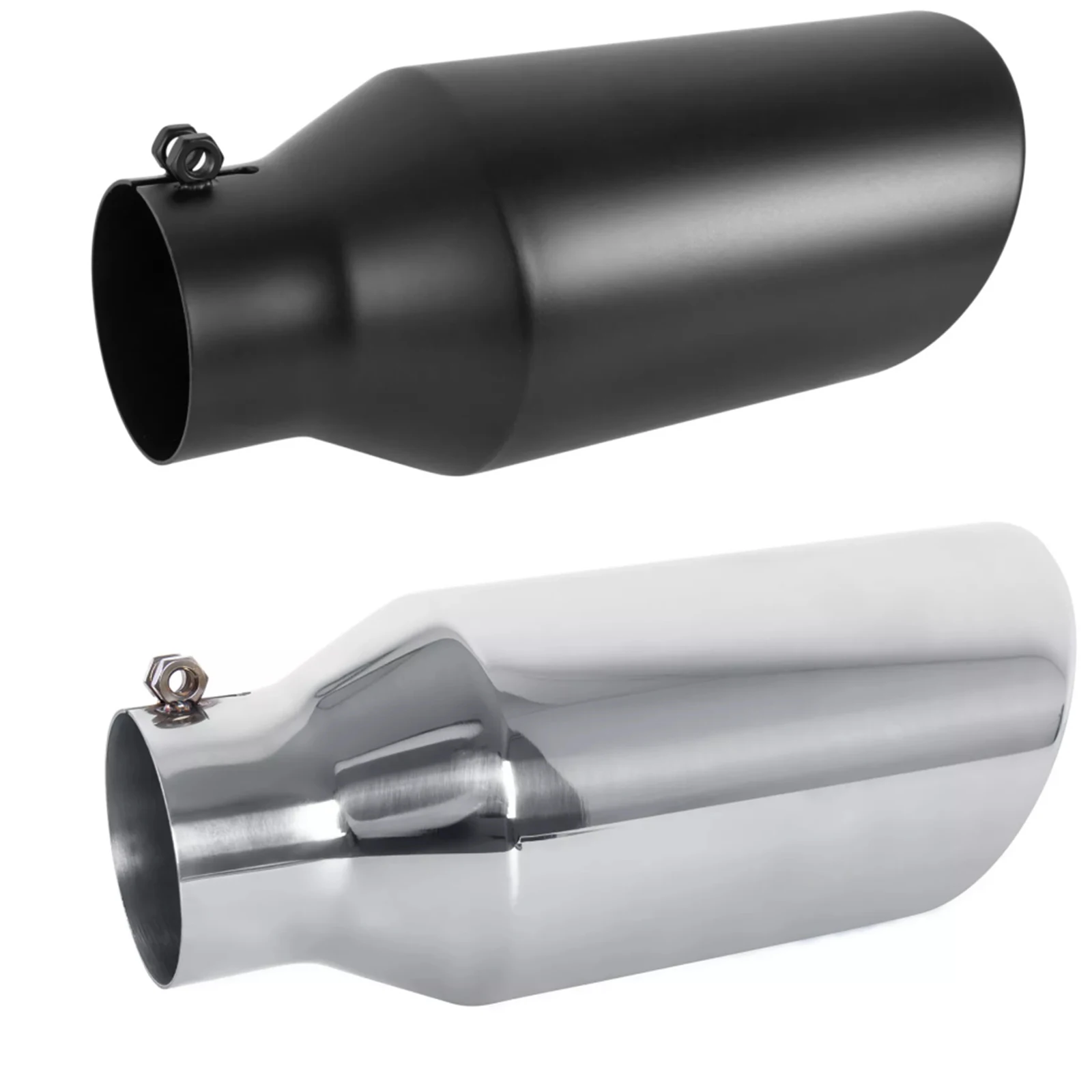 1X Silver Black Diesel Exhaust Tip 3