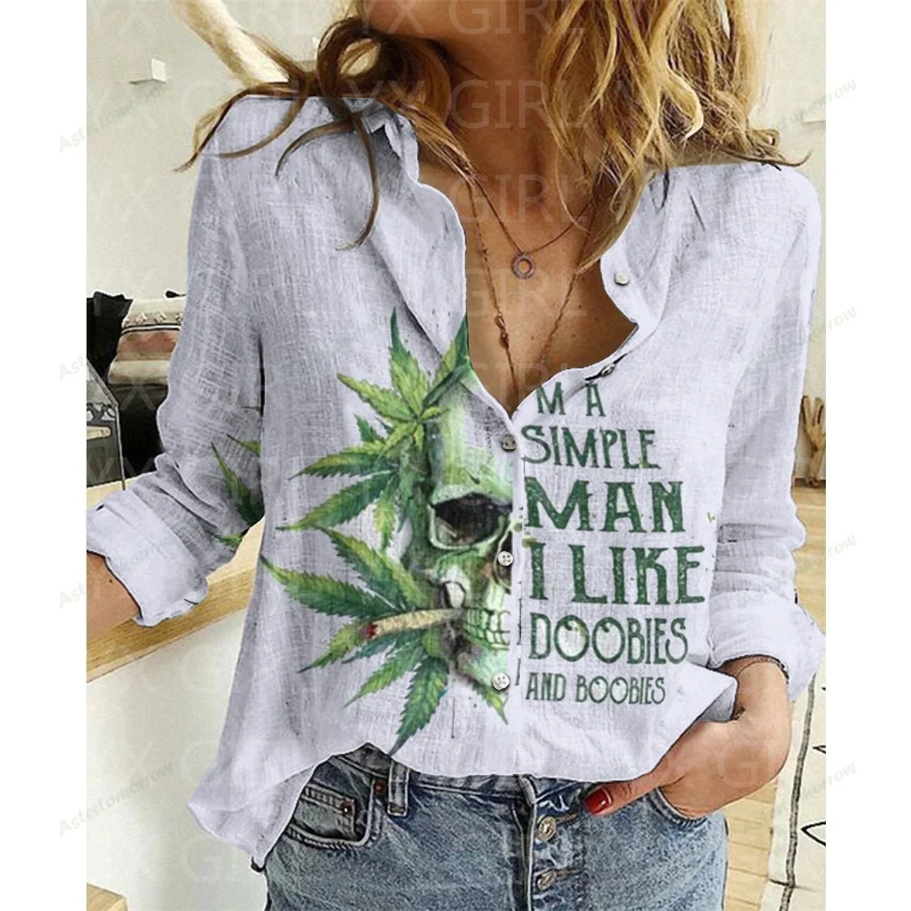 Frauen Schädel Blume gedruckt Freizeit hemd 3d gedruckt Button-Down-Shirt lässig einzigartige Streewear Halloween Geschenk 02