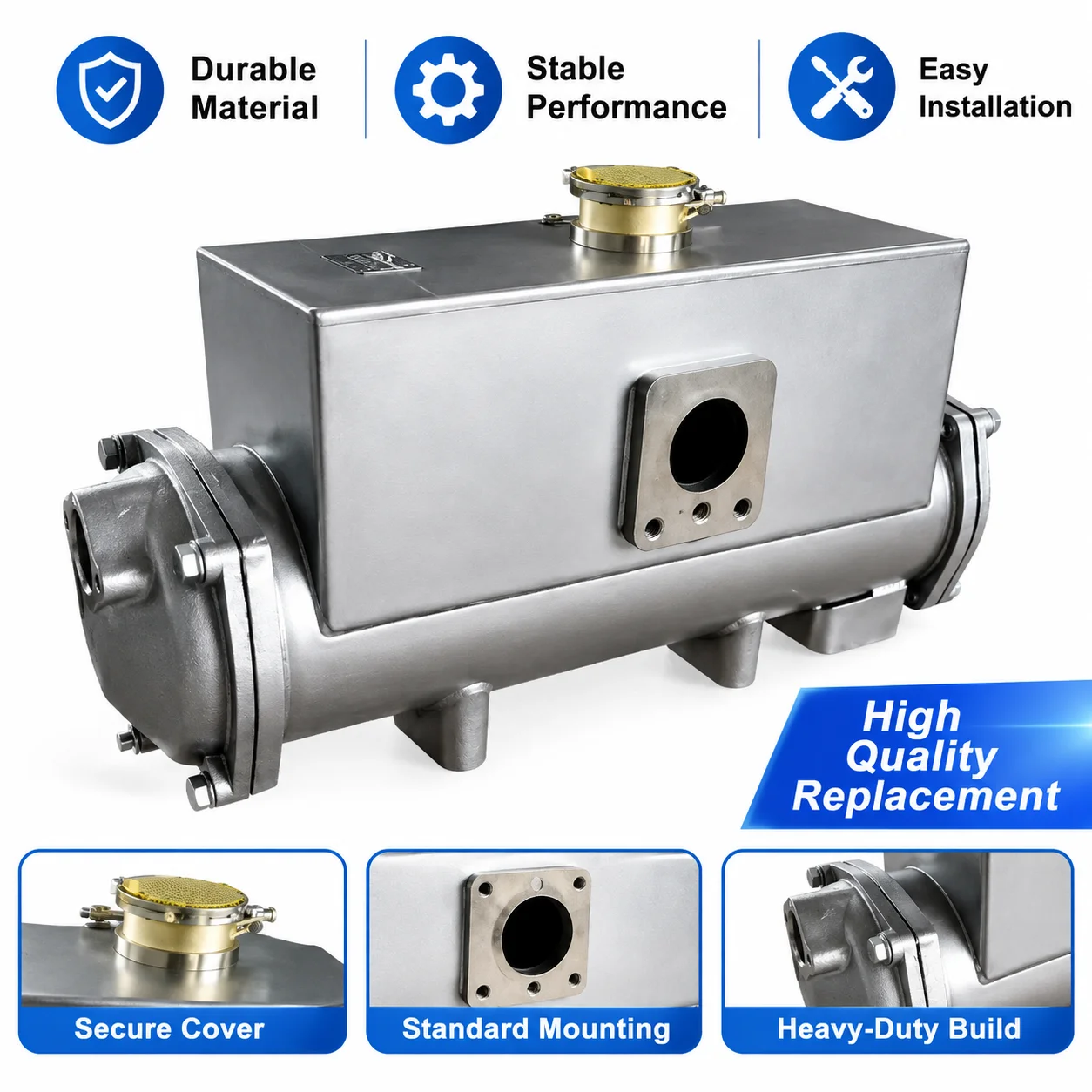Stainless Steel Finned Tube Heat Exchanger Water to Water with Pipe for Boat Engine - Marine Cooling System Accessory