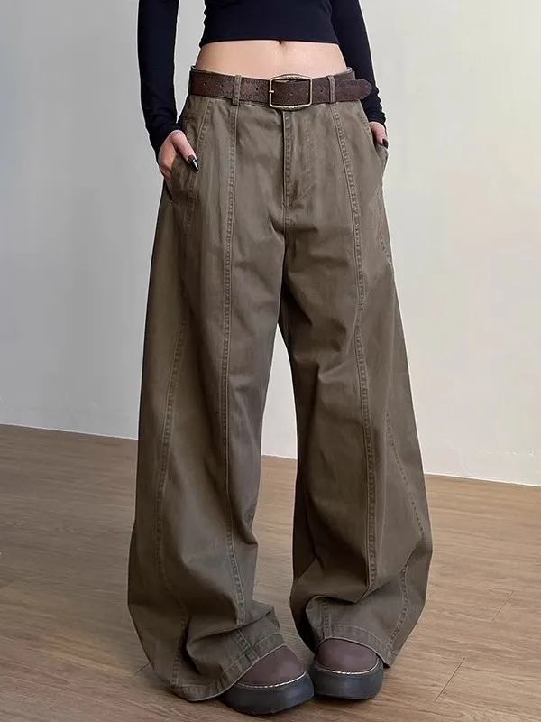 

Широкие рабочие брюки в американском стиле ретро, мужские свободные прямые повседневные брюки, женские универсальные удобные джинсы длиной до пола