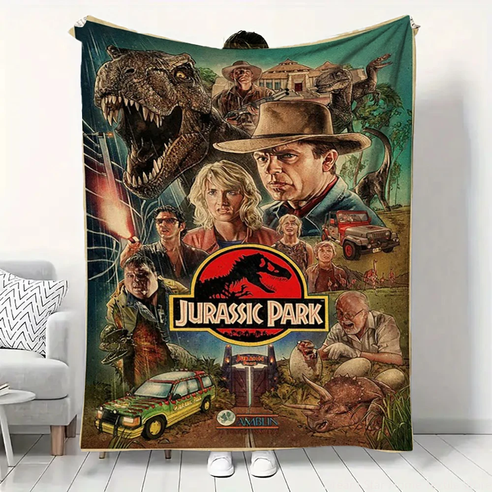 

Cartoon Dinosaur Jurassic Park Flannel Throw Blanket Home Sofa Lunch Break Blankets Children Student Blanket Nap Cover Kids Gift