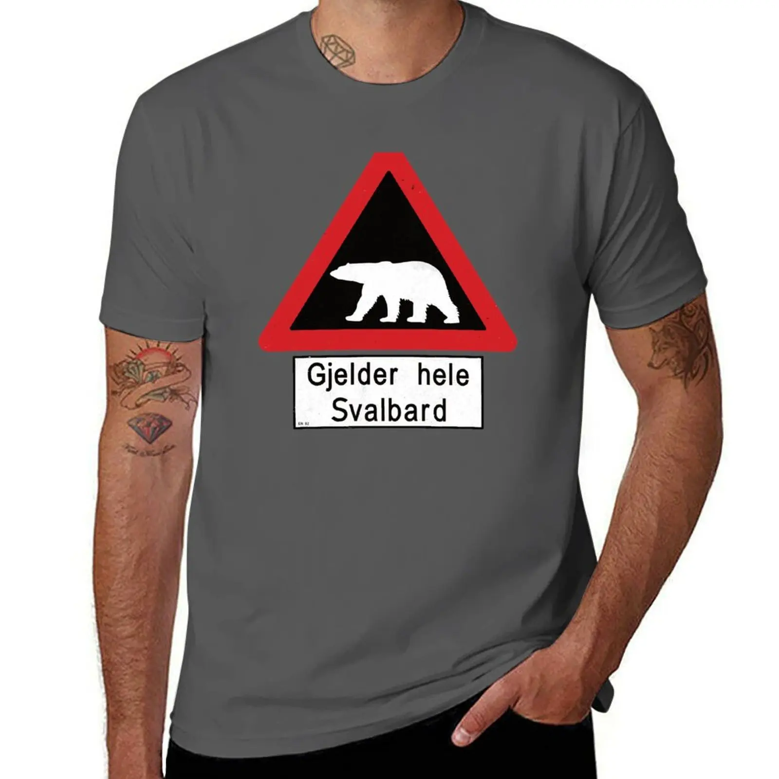 Svalbard Polar Bear Sign - Gjelder hele Svalbard T-Shirt quick drying T-shirts man mens fashion