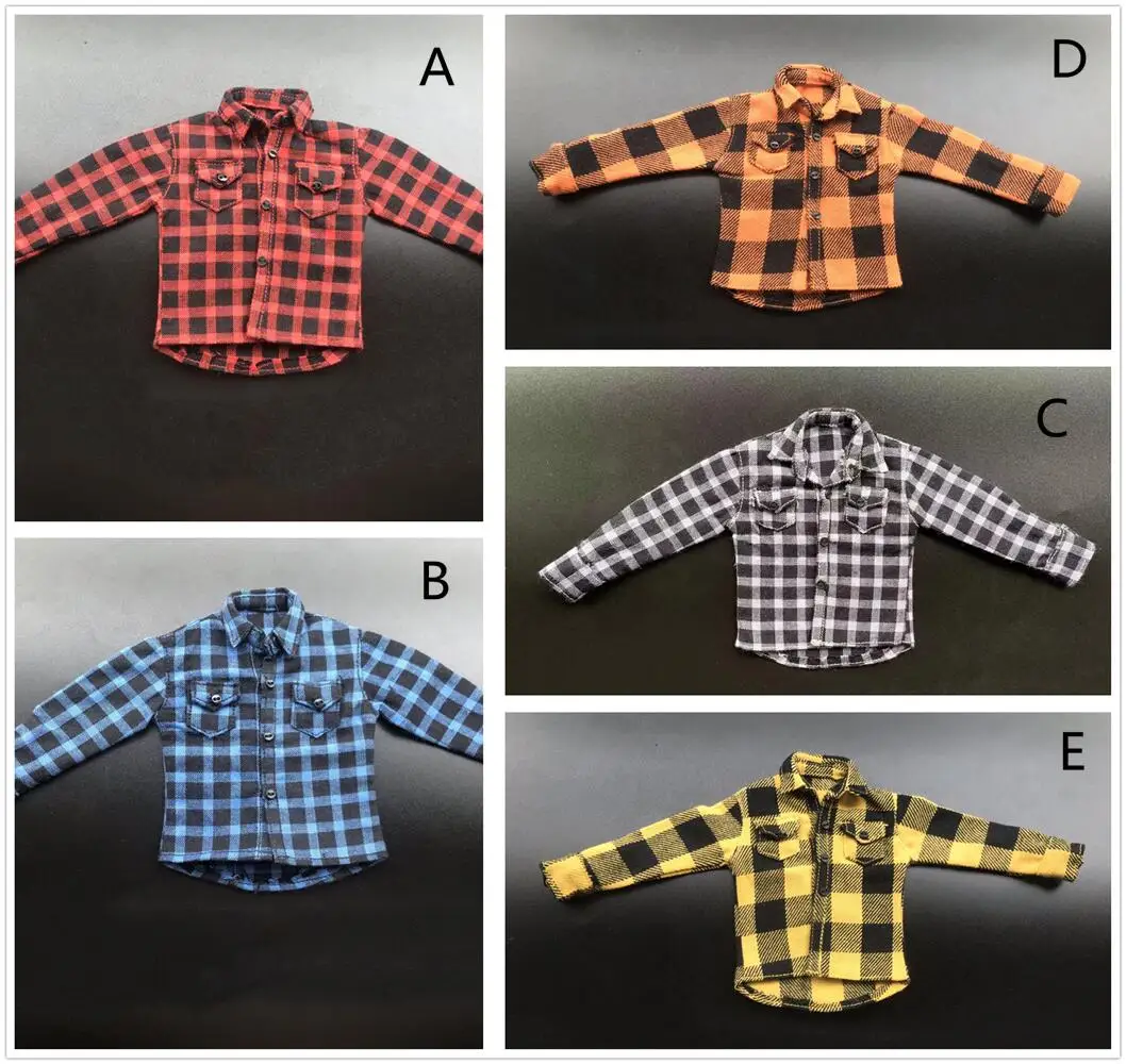 

1/6 Scale Trend Plaid Shirt Soldier Clothes Casual Collar Photography Suitable 12-Inch Action Figure Baby Doll