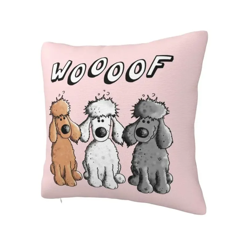 Fashion Woof Poodles Cushion Covers Soft Cartoon Poodle Dog Throw Pillow Case for Car Square Pillowcase Bedroom Decoration