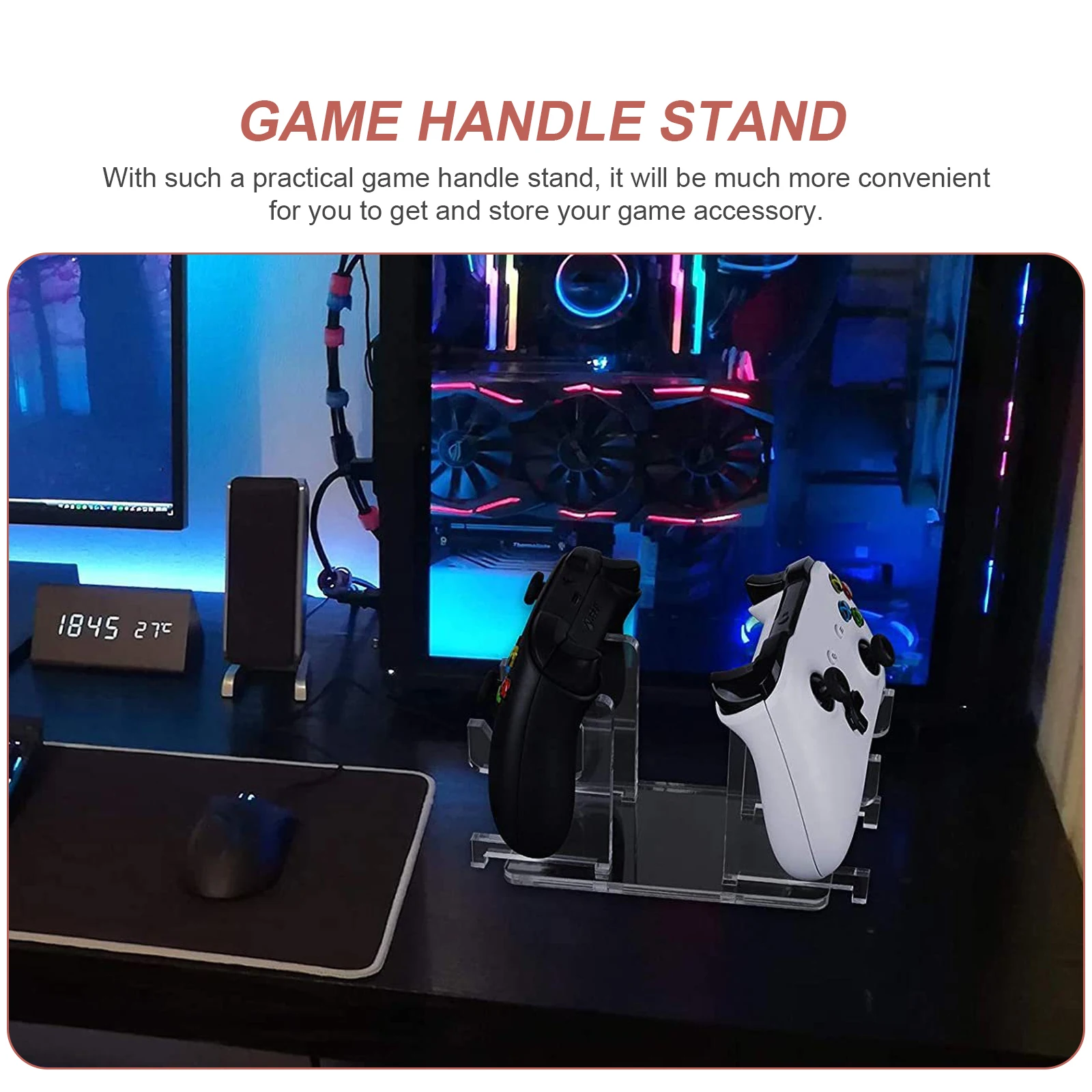 

Acrylic Game Controller Stand Transparent Durable Stable Gaming Controller Holder Tabletop Organizer Storage Rack Display