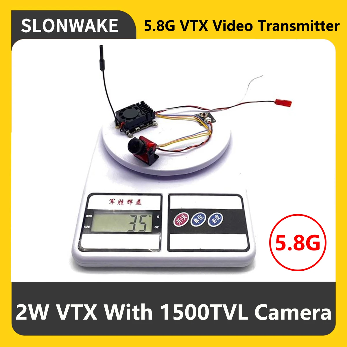 Transmetteur FPV VTX SLONWAKE 5.8G 2000mW avec microphone intégré, caméra 1500TVL 2.1mm, accessoire pour drone RC
