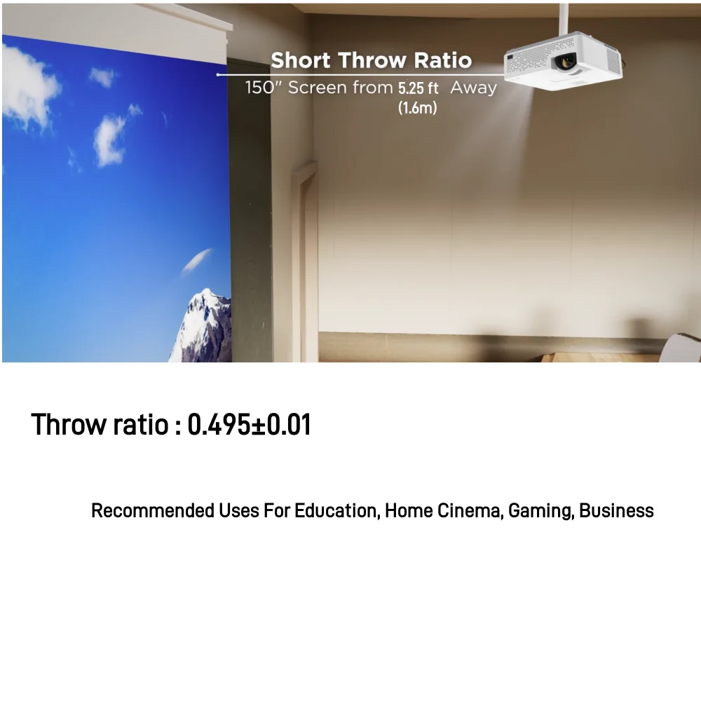 أجهزة عرض احترافية 4500 Ansi Day Light Office Meeting Powerpoint Classroom DLP أجهزة عرض ثلاثية الأبعاد #5